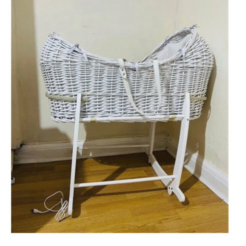 White wicker oval moses basket - oval,