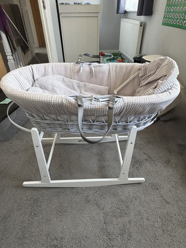 Grey wicker oval moses - grey,