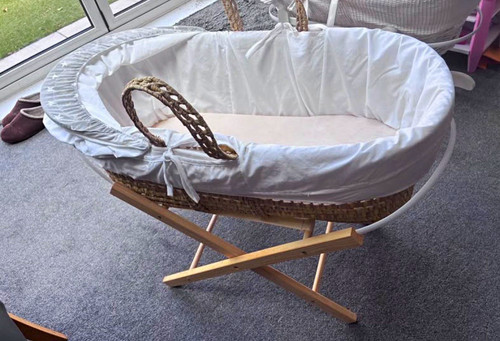 Wicker moses basket set oval - wicker,