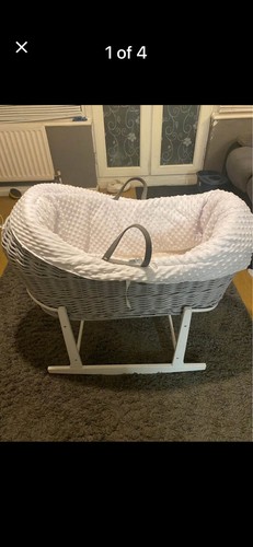 Grey wicker moses basket set - basket,