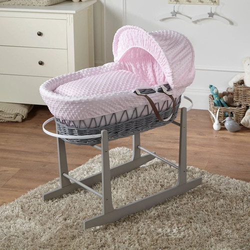 Pink dimple grey wicker baby - pink,