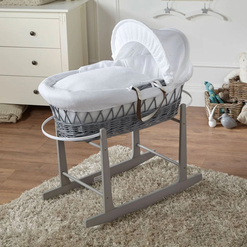 White waffle grey wicker baby - white,